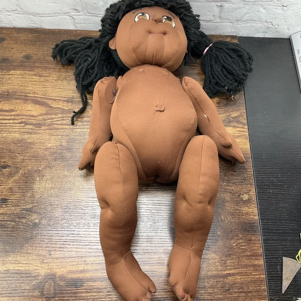 Soft Sculpture Vintage Black Homemade Cabbage Patch Doll